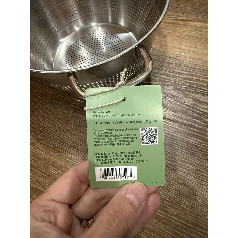 Set 2 Figmint Stainless Steel Colander 3.5 Quart Silver Kitchen Strainer Handles